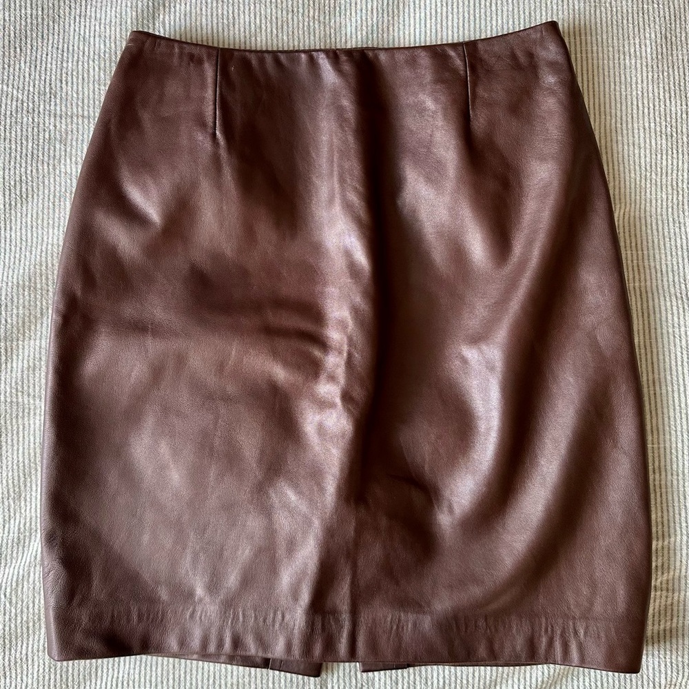 Danier Vintage Chocolate Leather Mini Skirt